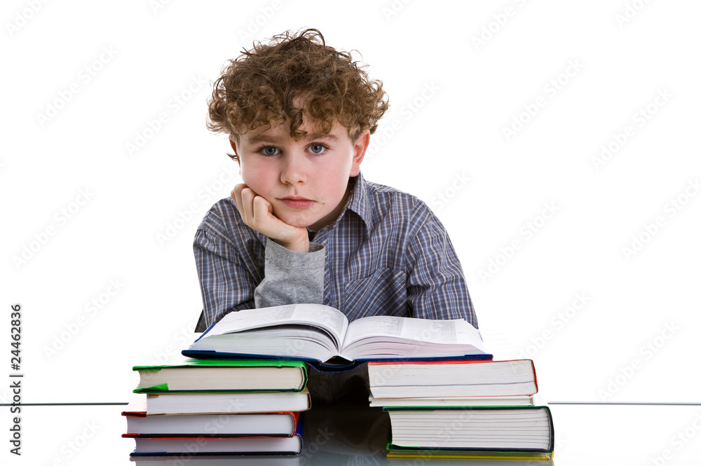 Boy learning isolated on white background Boy learning isolated on white background