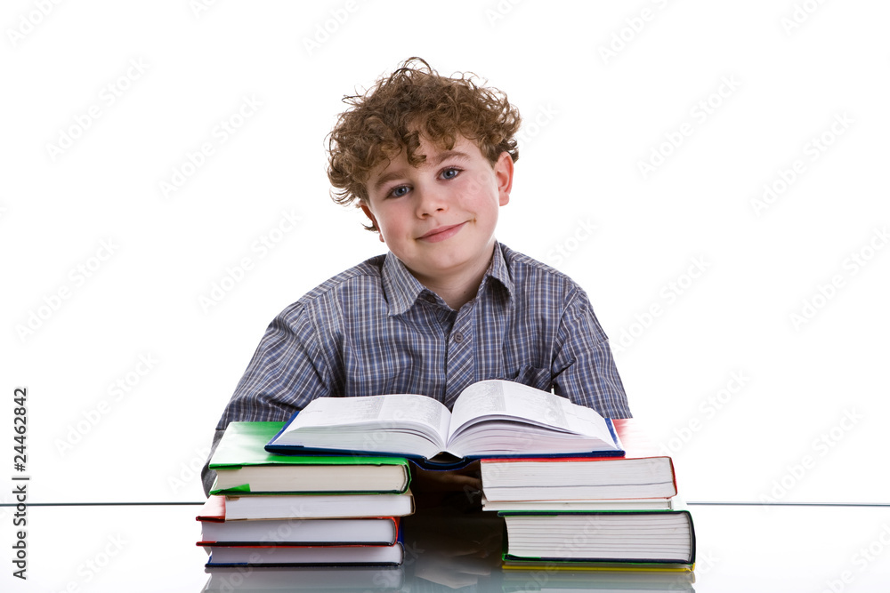 Boy learning isolated on white background Boy learning isolated on white background