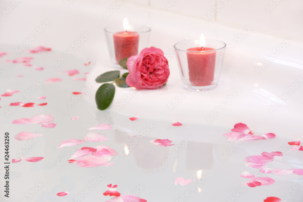 Bath with rose petals Bath with rose petals