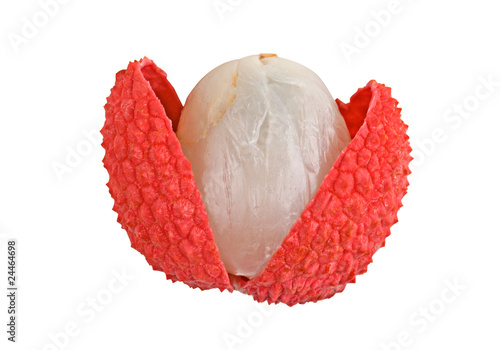 peeled lychee isolated on white background