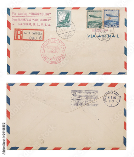 Hindenburg Airmail Envelope Front and Back