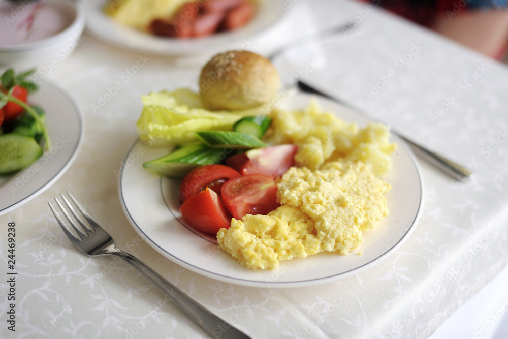 Traditional delicious breakfast with some vegetables Traditional delicious breakfast with some vegetables