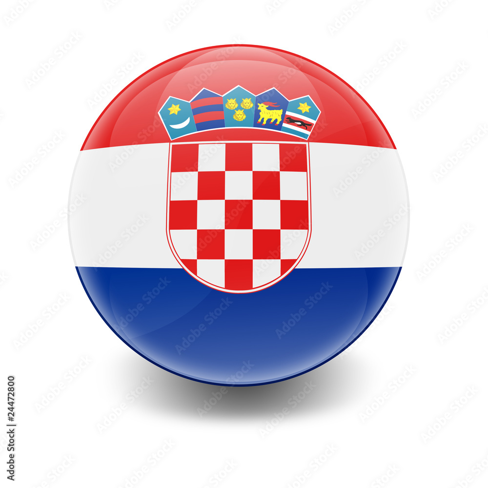 Naklejka premium Esfera brillante con bandera Croacia