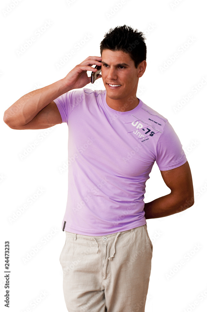 model photographed, while phones with a smartphone model photographed, while phones with a smartphone