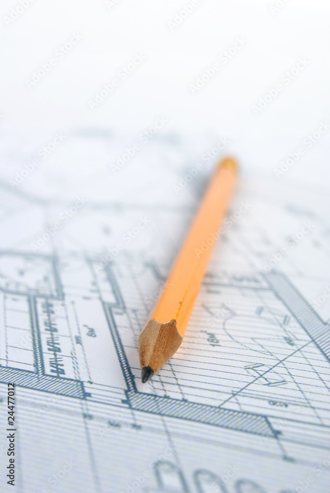 pencil on blueprint pencil on blueprint