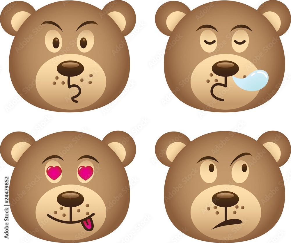 set of bear face set of bear face