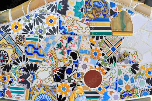 Photography Gaudi mosaic in Guell park