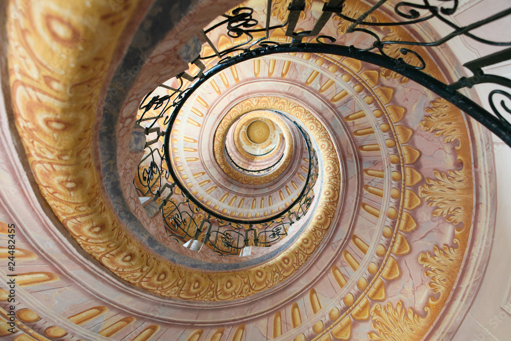 Spiral staircase in famous baroque Abbey Stift Melk in Austria