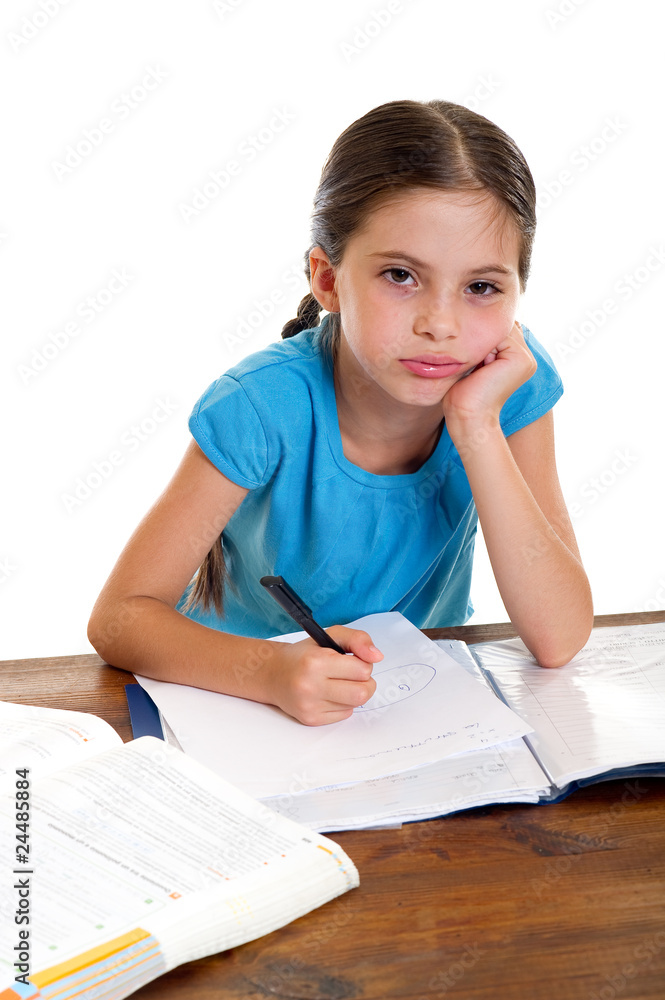 bored little girl to study-bambina stanca di studiare bored little girl to study-bambina stanca di studiare