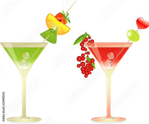 Cocktail party with two colorful glasses 