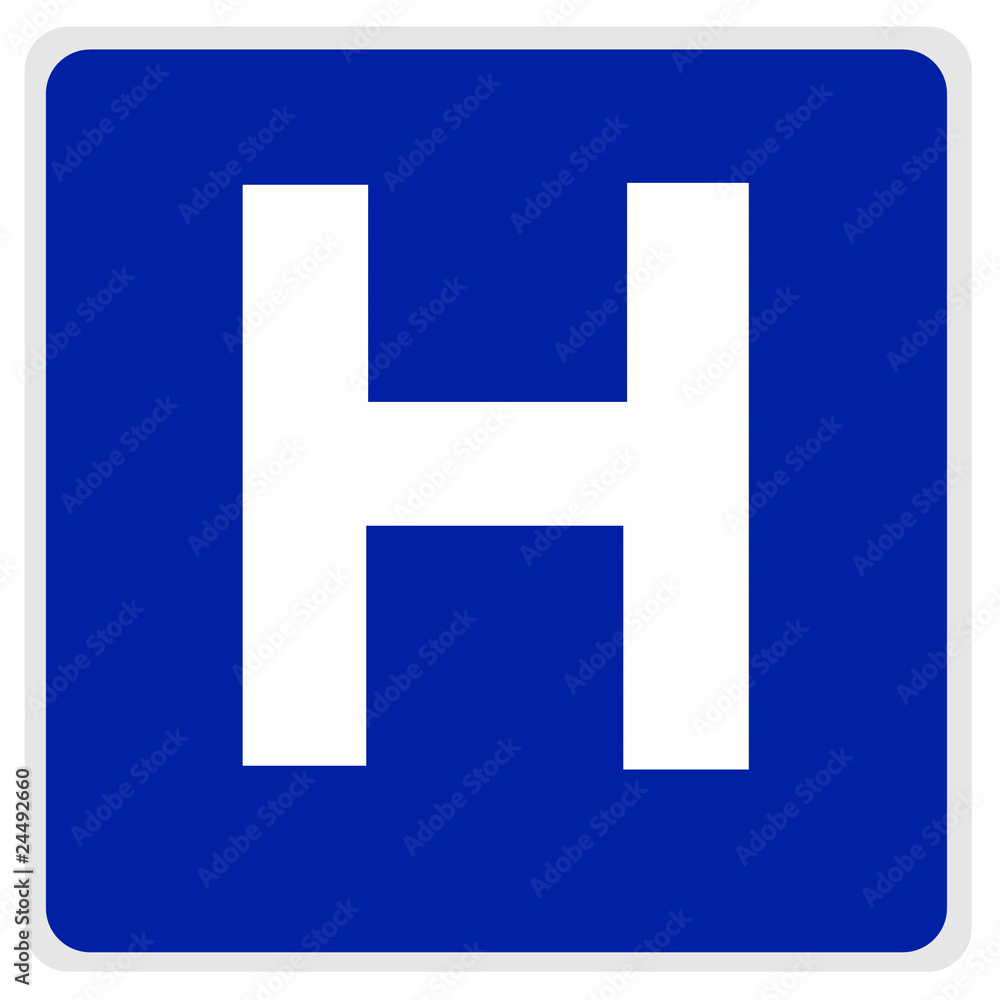 road sign - hospital blue road sign - hospital blue