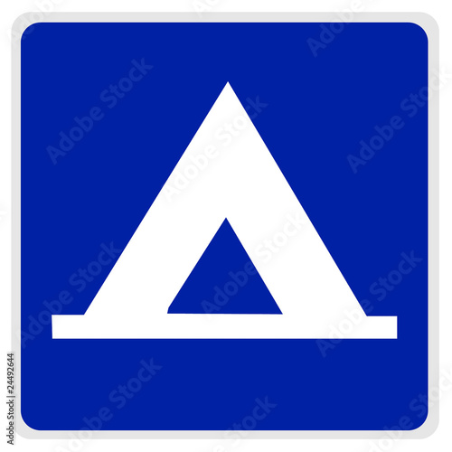 road sign - blue tent