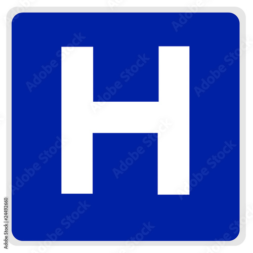 road sign - hospital blue