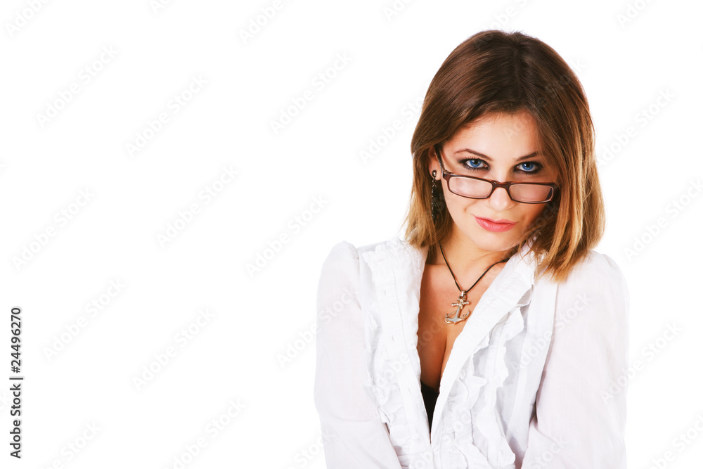 Attractive young girl in white blouse Attractive young girl in white blouse