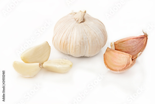 Fresh garlic over white background