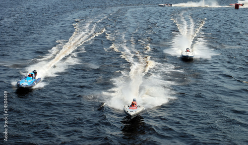 Speeding motorboats