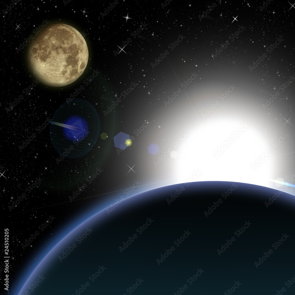 Naklejka premium sunrise in space