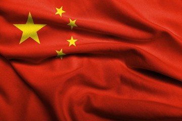 Wandcirkels China Wapperende Chinese vlag in satijn  © Bracknell