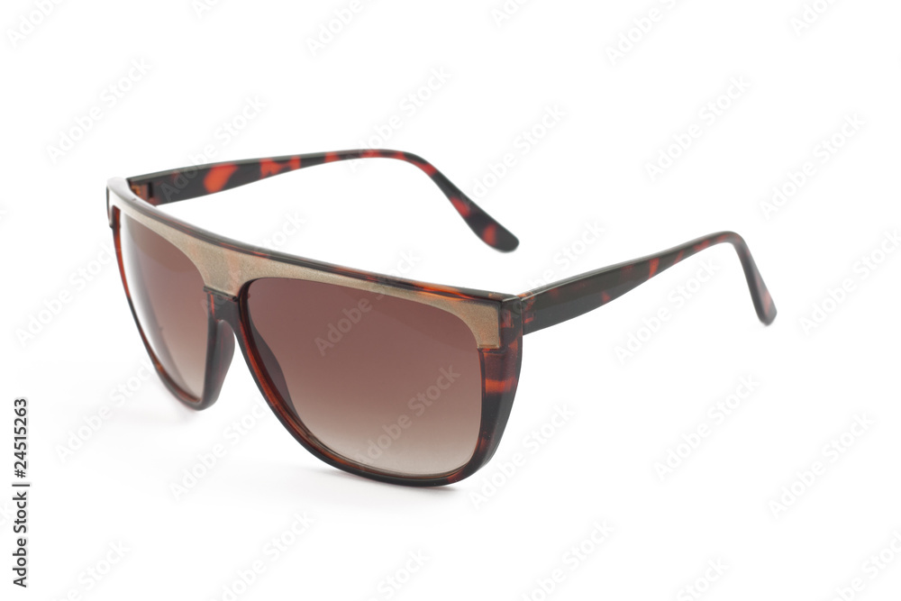 Brown sunglasses on white background