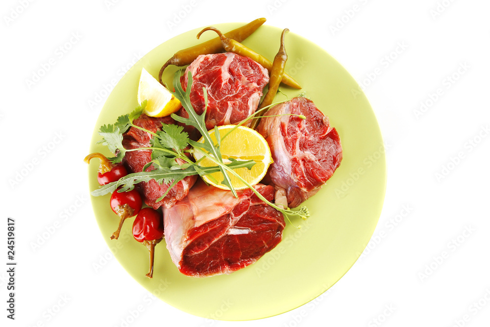fresh beef medallion on green fresh beef medallion on green