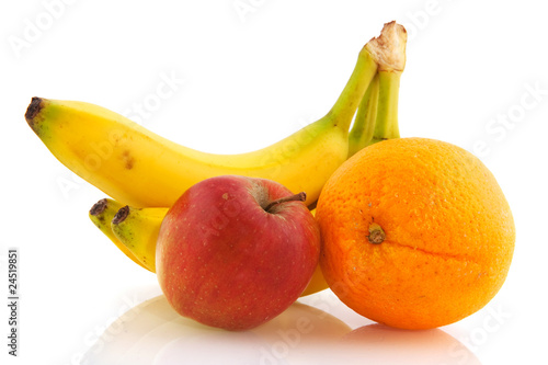 Bananas apple and orange