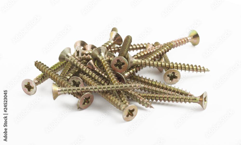 Heap of screws on a white background Heap of screws on a white background