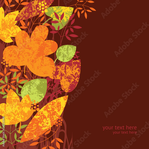 autumnal leaves on dark background