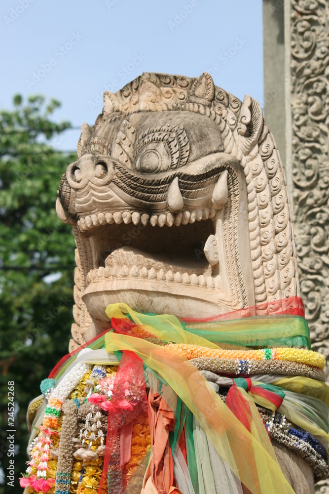 Obraz premium Lion statue, Cambodia.