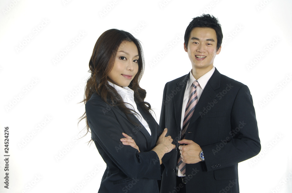 Asian couple of young businessman isolated Asian couple of young businessman isolated