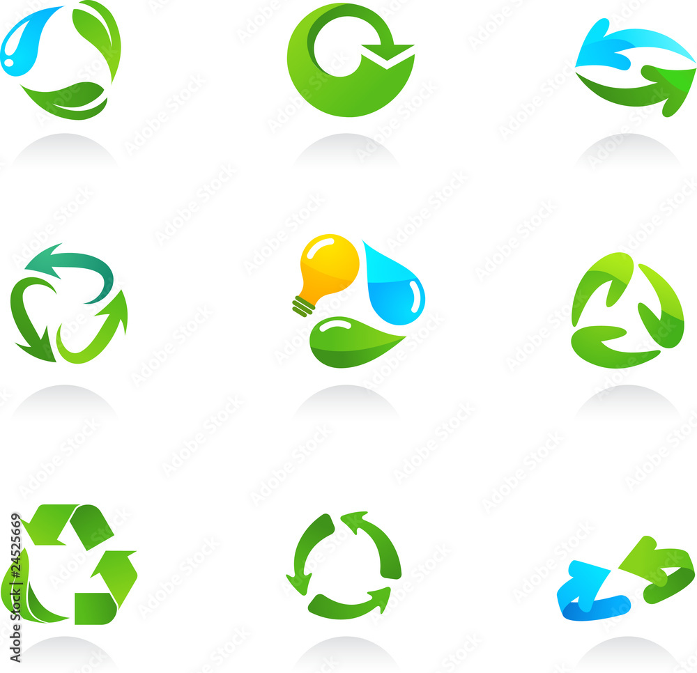 Glossy recycling icons Glossy recycling icons