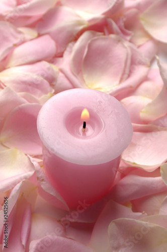 image of pink petals and candle