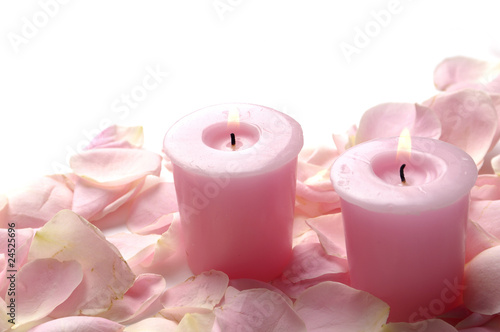 Candle and Roses petals