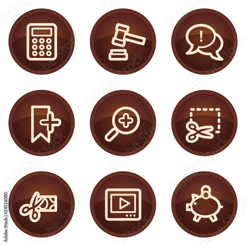 Shopping web icons set 3, chocolate buttons