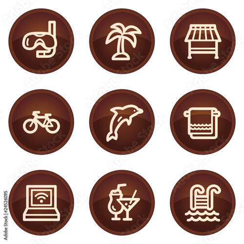 Vacation web icons, chocolate buttons