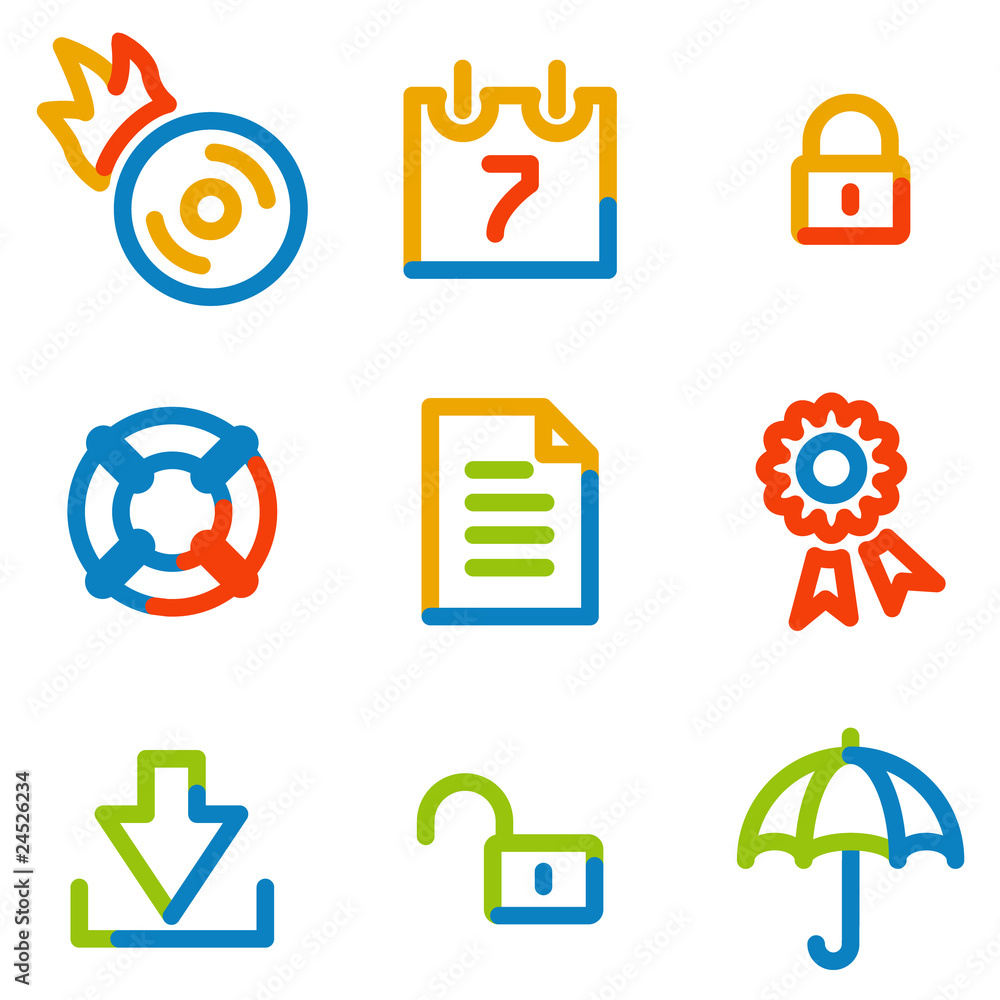 Data icons, colour contour series Data icons, colour contour series