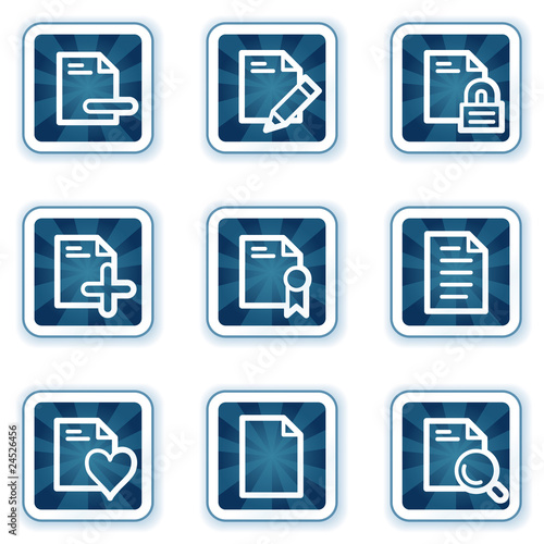 Document web icons set 2, navy square buttons