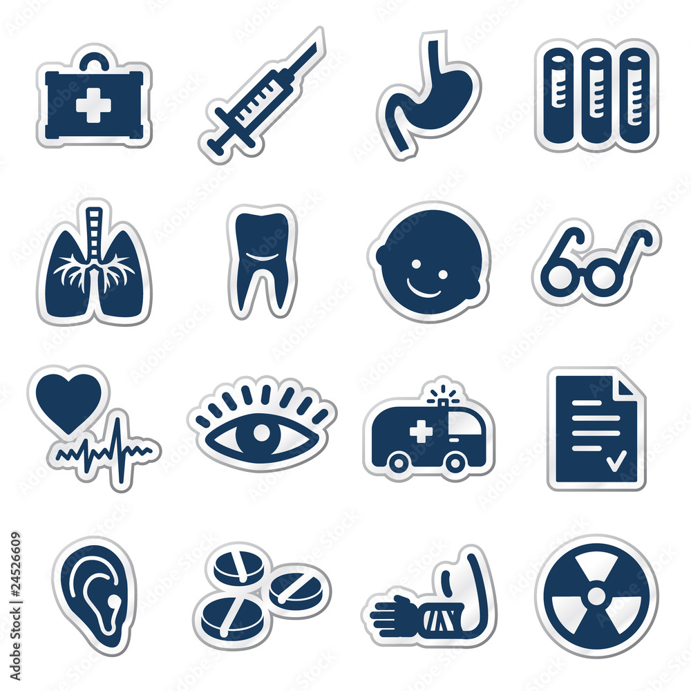Medicine web icons, navy sticker series Medicine web icons, navy sticker series