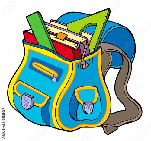 School bag with books