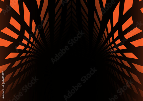 Abstract orange vector tunnel walls
