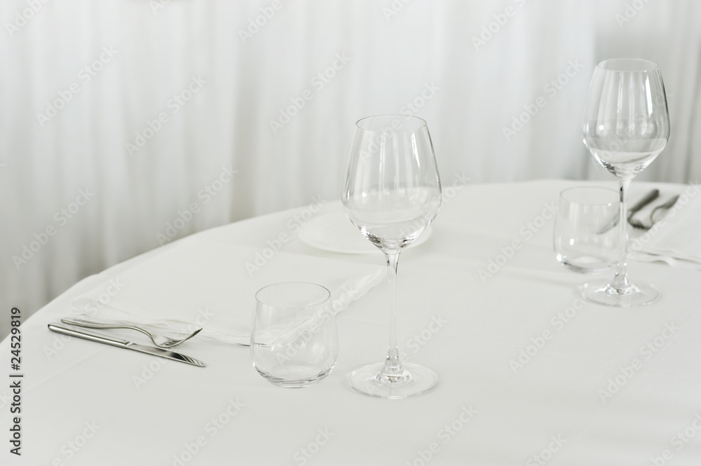 Empty served restaurant table,white