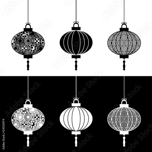 black and white paper lanterns