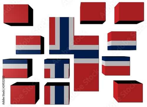 Norwegian Flag on cubes against white illustration