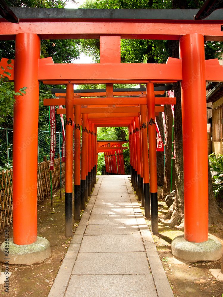 Orange Japanese Arches leading to Temple Orange Japanese Arches leading to Temple