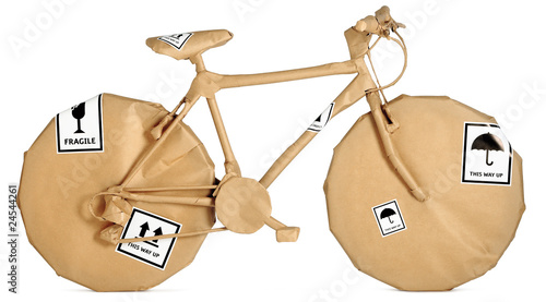 bike,bicycle wrapped in brown paper photo