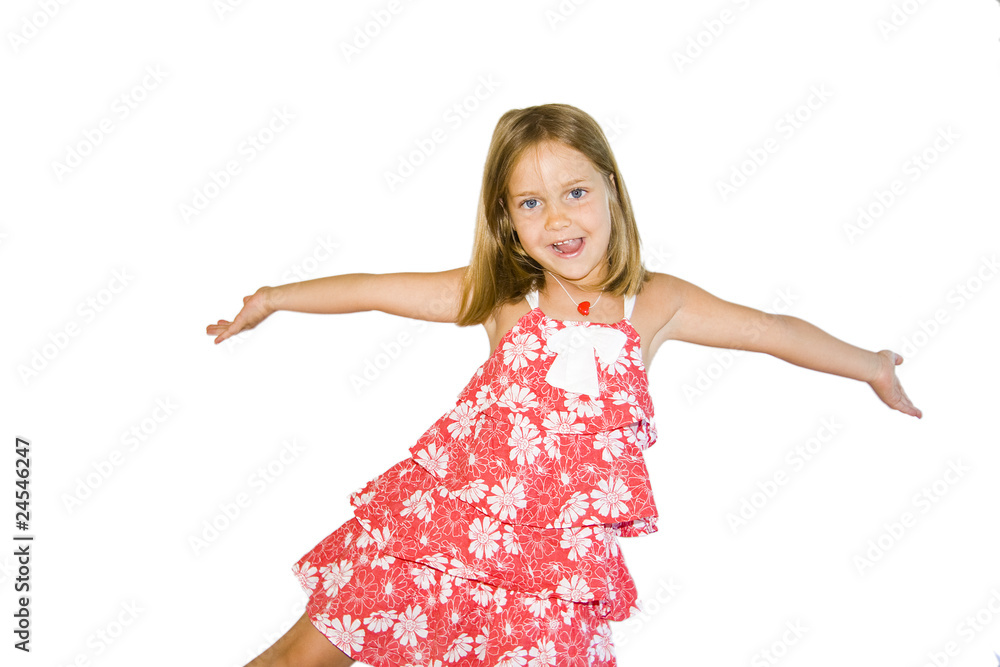 Naklejka premium niña aislada sonriente