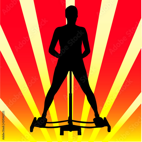 girl exercise on the machine vector