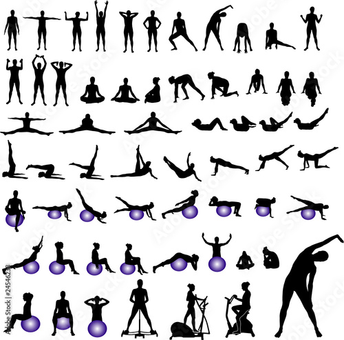 girl exercise group vector