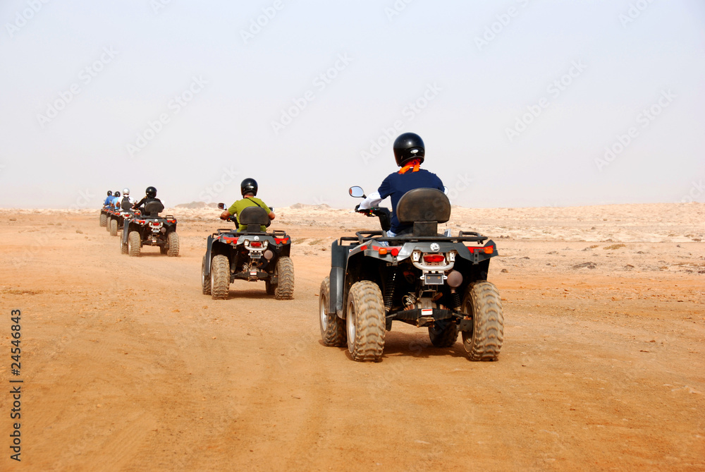 Naklejka premium Quads on desert next to Santa Maria, Sal Island, Cape Verde