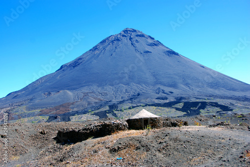 House at Fogo Volcano on Fogo Island, Cape Verde, Africa photo