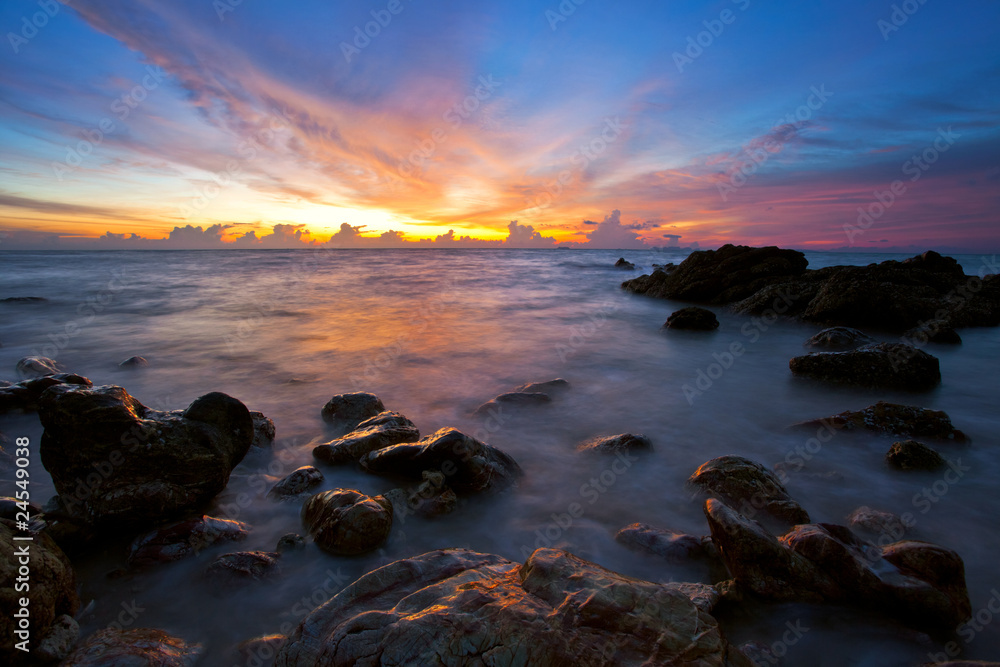 Tropical sunset on the beach. Thailand